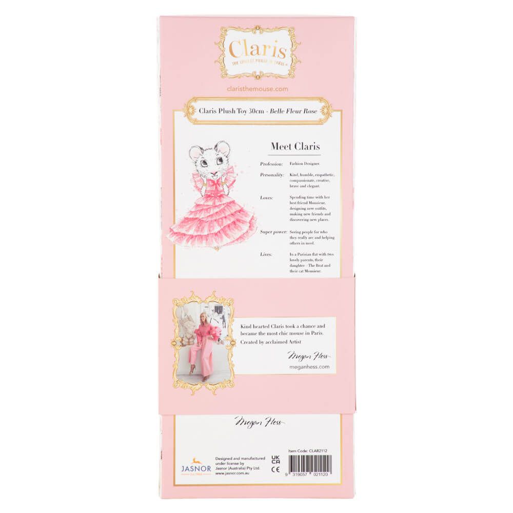 Back of the Claris the Mouse doll packaging