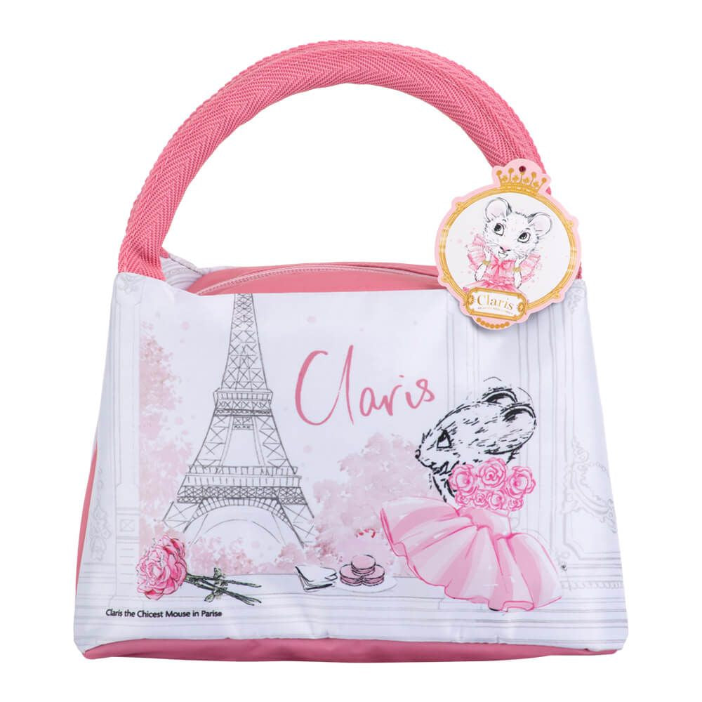 Children's insulated lunch bag with Eiffel Tower and mouse design, featuring the brand 'Claris'.