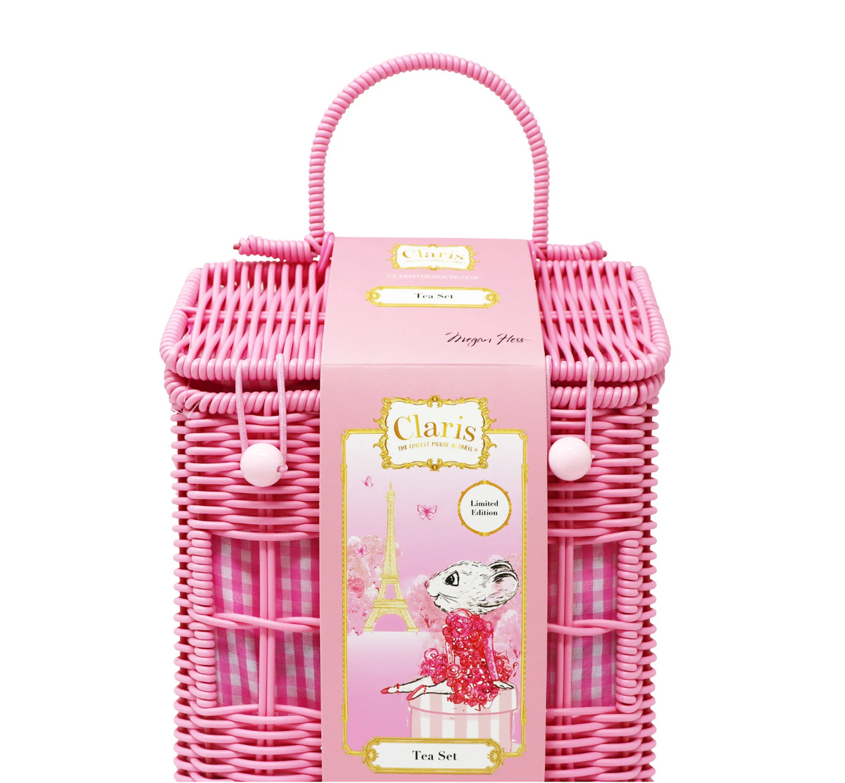Claris The Chicest Mouse In Paris 11 Pieces Tea Set with Woven Basket