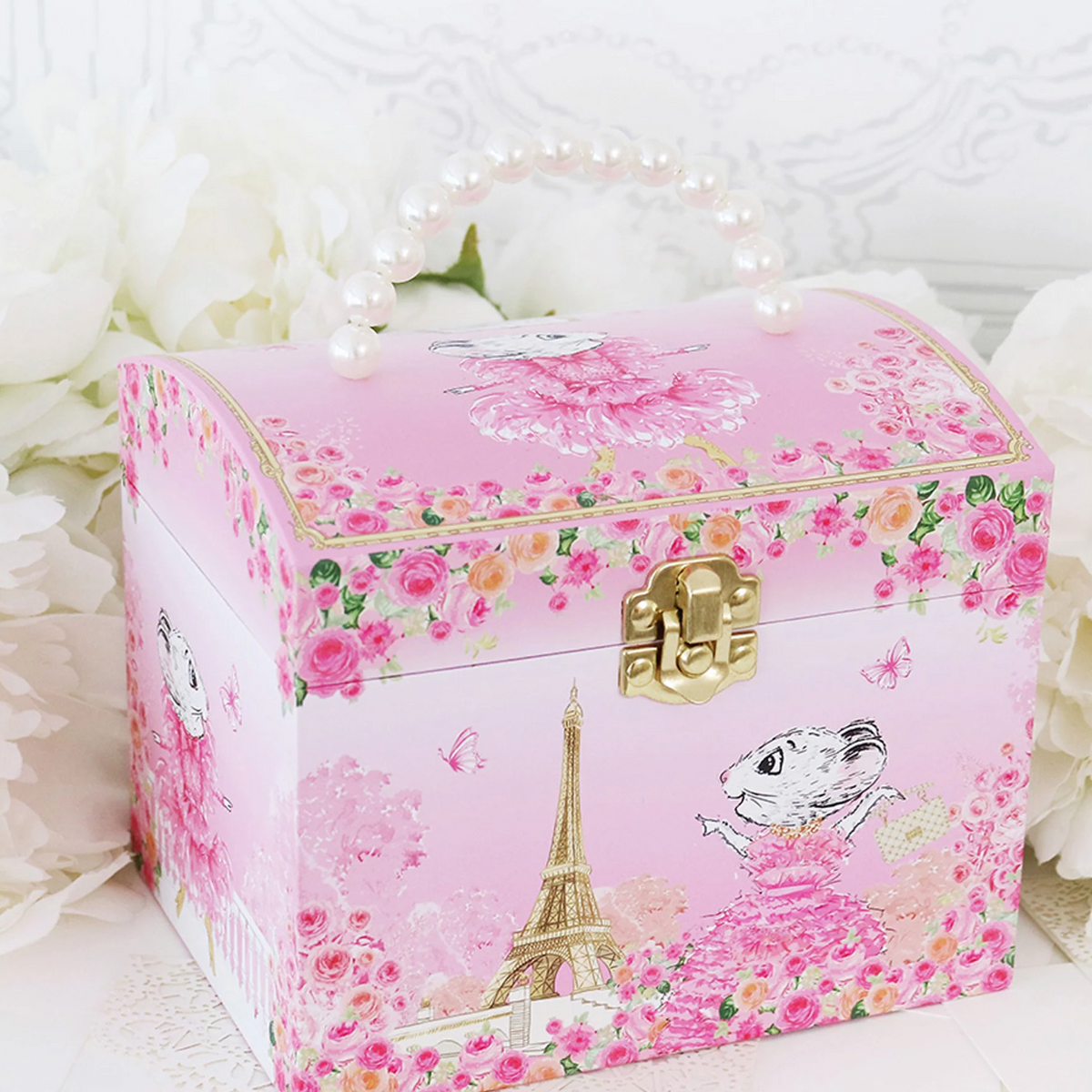 Claris The Chicest Mouse in Paris Pearl Musical Jewellery Box