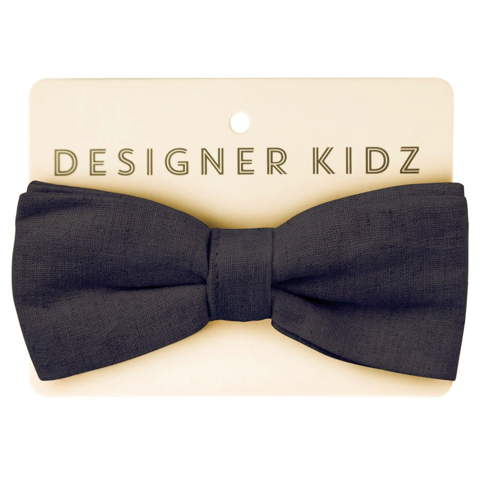 Designer Kidz | Fnley Linen Bow Tie - Black