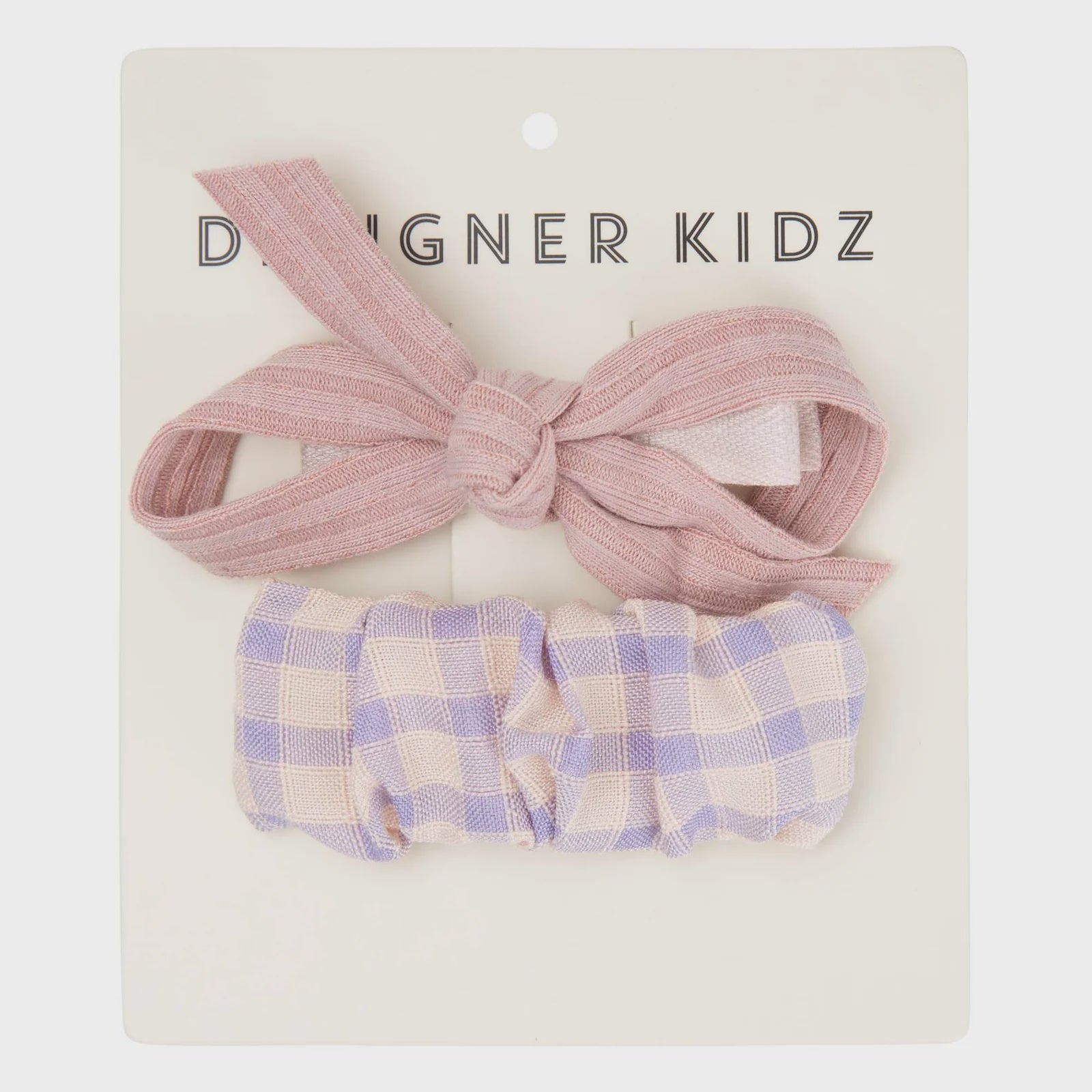 Designer Kidz - Gingham Hair Clip - Dusty Pink / Lavender