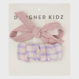 Designer Kidz - Gingham Hair Clip - Dusty Pink / Lavender