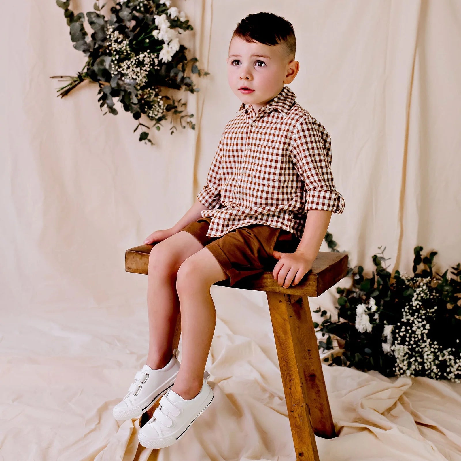 Designer Kidz | Oliver L/S Button Shirt - Choc Gingham