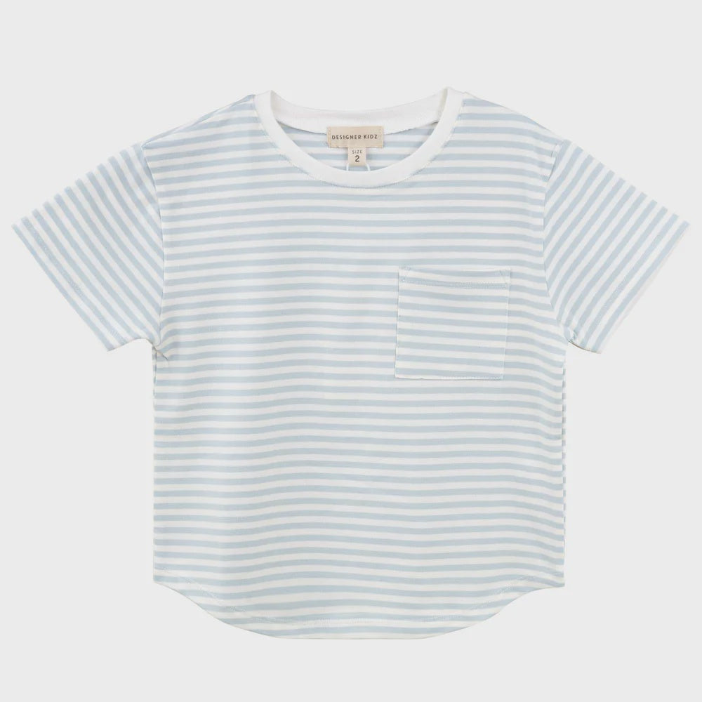 Designer Kidz | Harvey S/S Stripe T-Shirt - Ice Blue