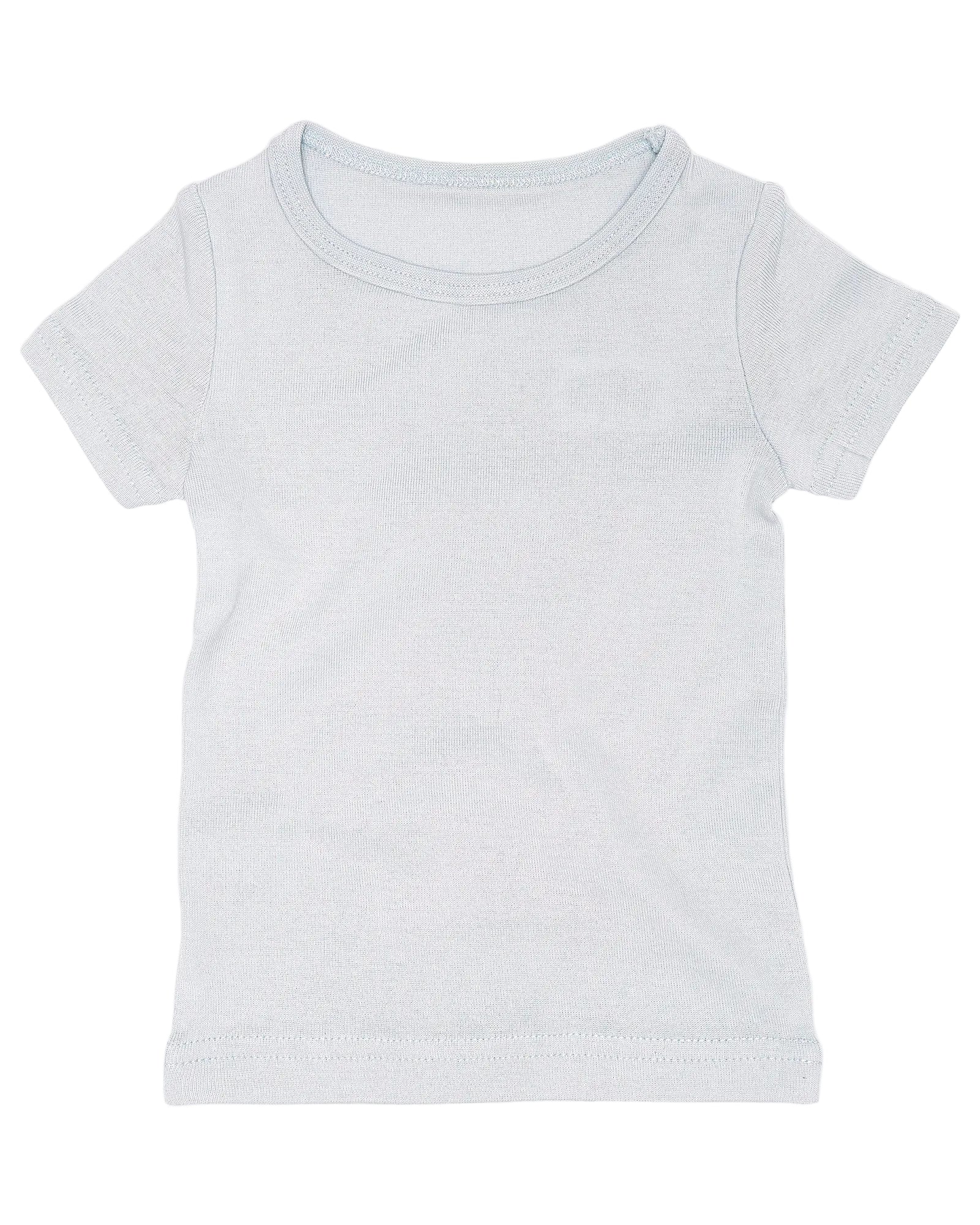 Plain white t-shirt on a light gray background