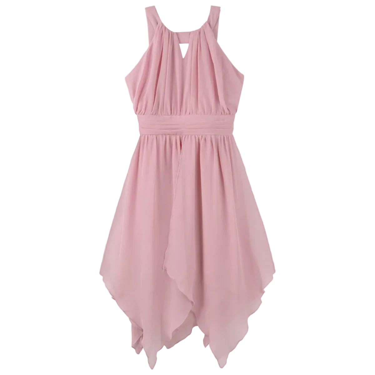 Pink dress with a cut-out back on a light gray background
