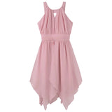 Pink dress with a cut-out back on a light gray background