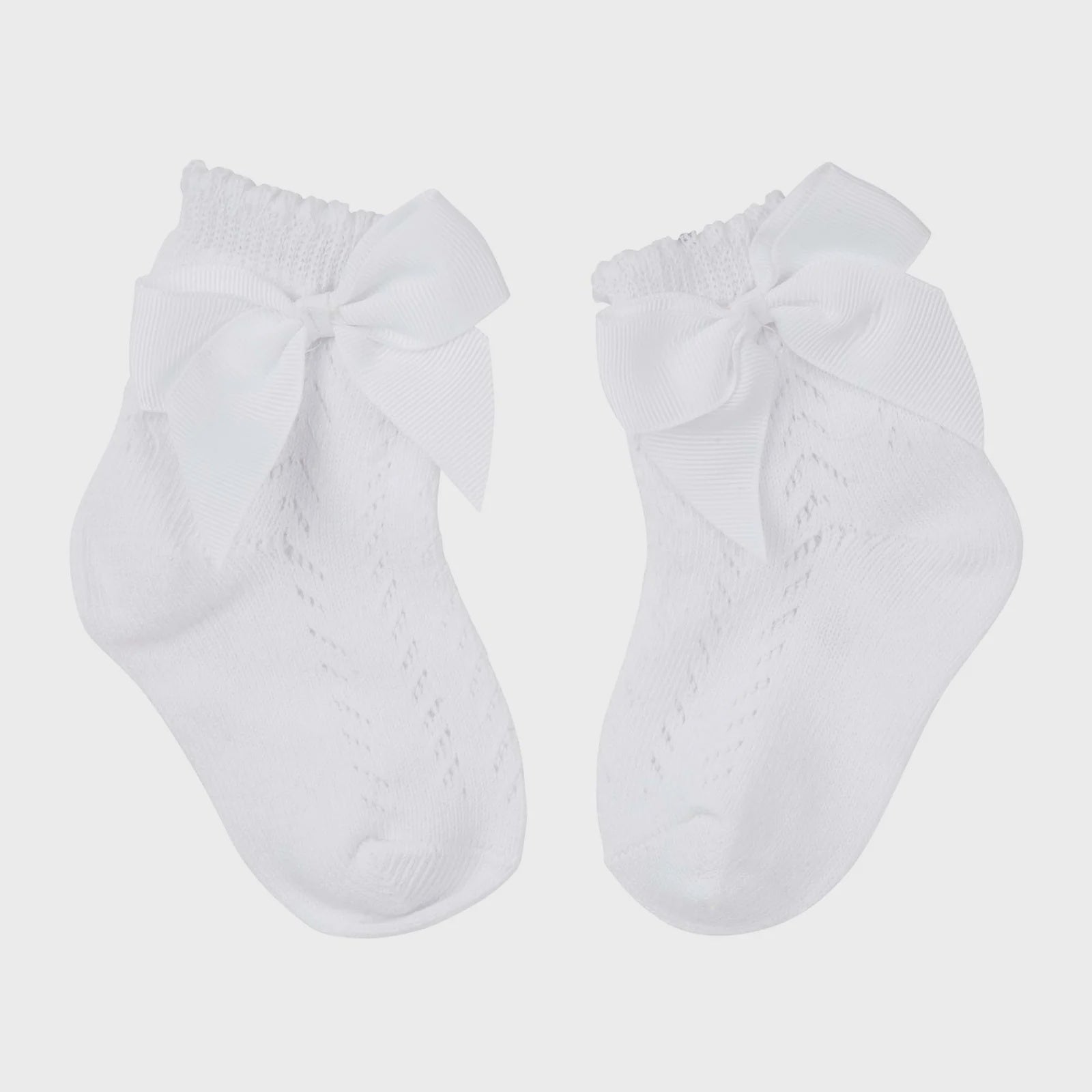 Designer Kidz |Baby Bow Crew Socks - Ivory