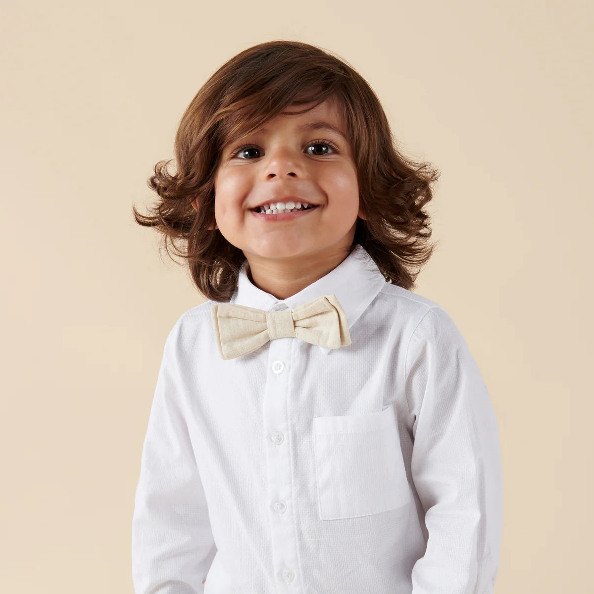 Designer Kidz - Finley Linen Bow Tie - Sand