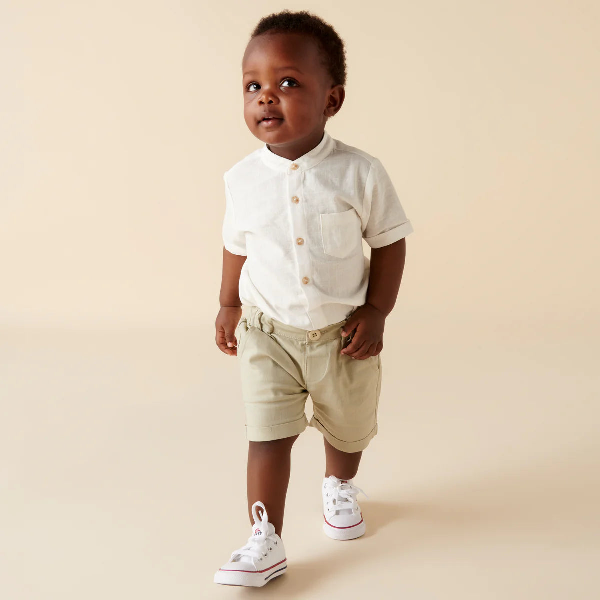 Designer Kidz | Finley Linen Shorts - Pistachio