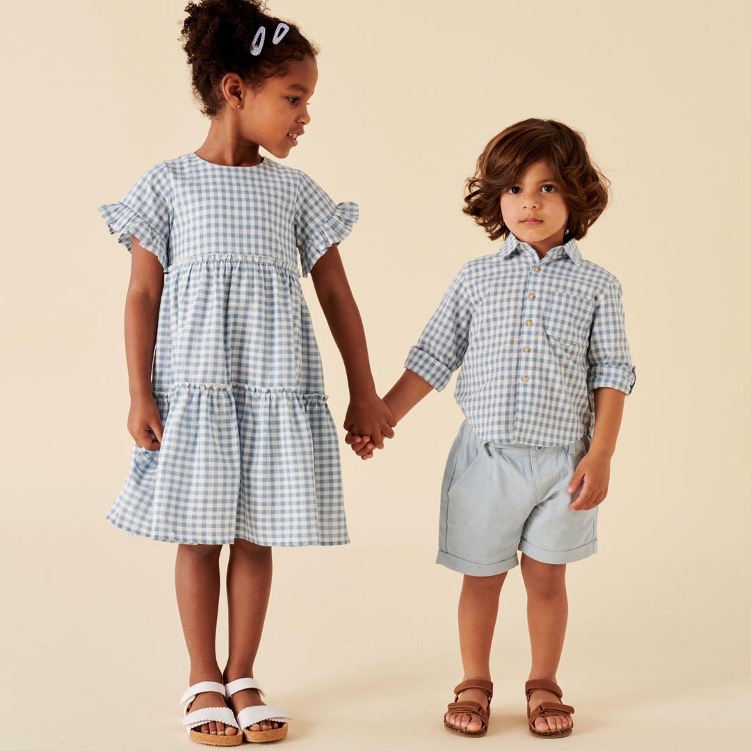 Designer Kidz | Finley Linen Shorts - Ice Blue