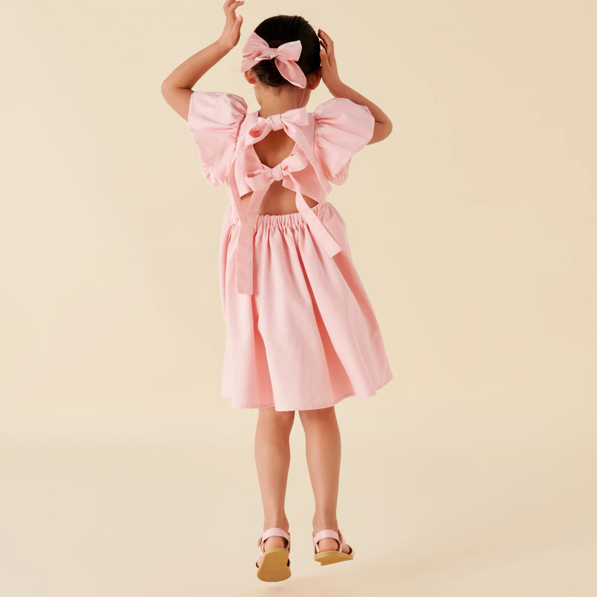 Designer Kidz | Grace Tie Back Dress - Pink (Pale)