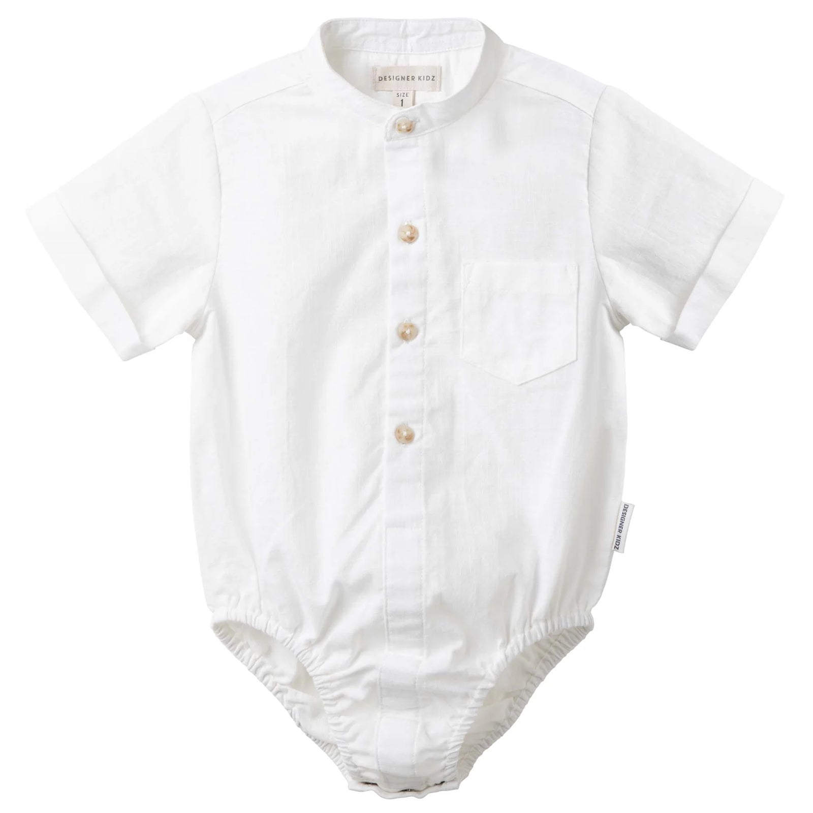 Designer Kidz | Leo Short Sleeve Button Romper