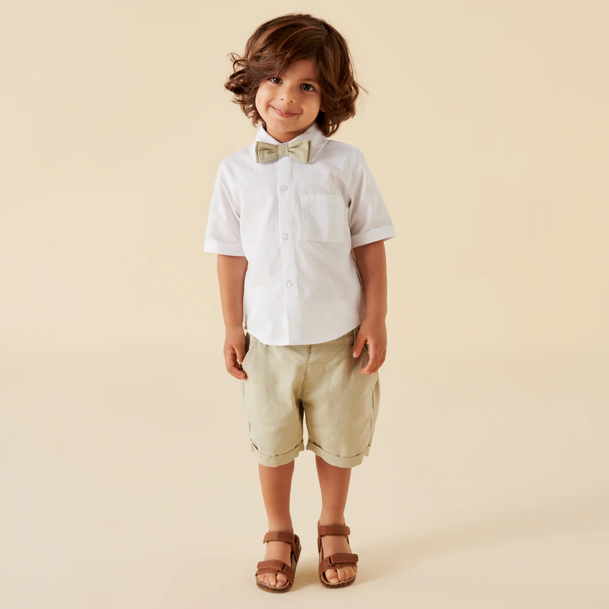 Designer Kidz | Finley Linen Shorts - Sand