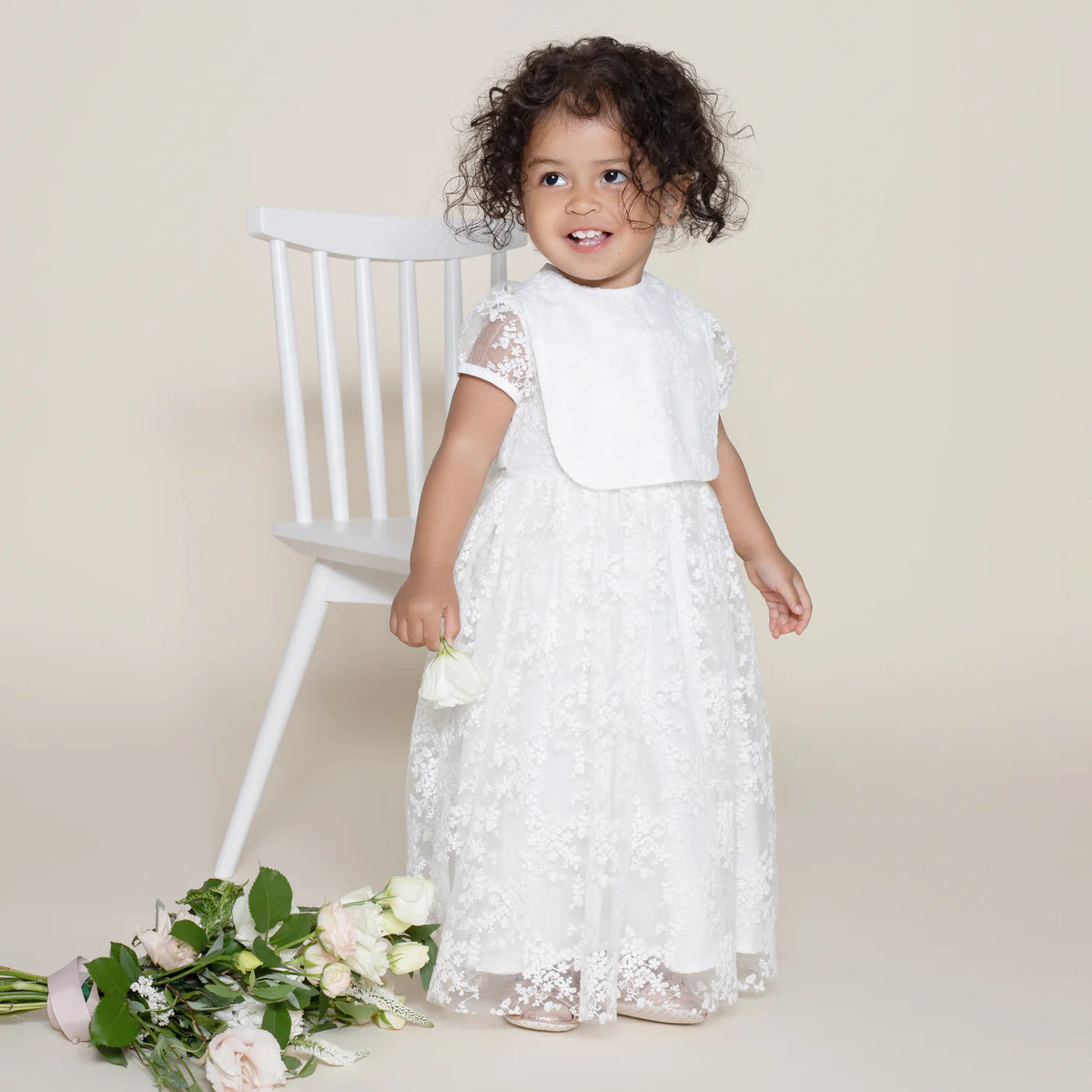 Designer Kidz | Sophia Christening Bib  - Ivory - One Size