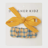 Designer Kidz - Gingham Hair Clip - Mustard / Blue