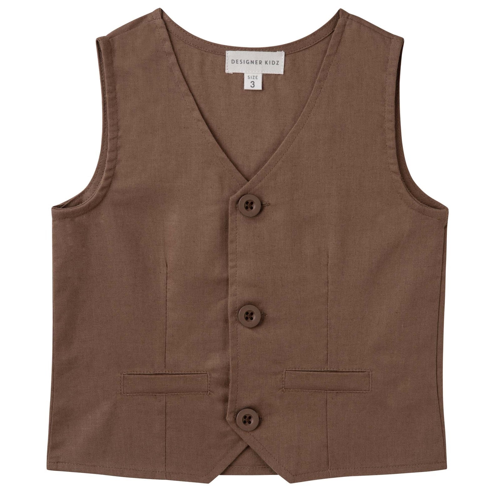 Finley Linen Vest - Chocolate