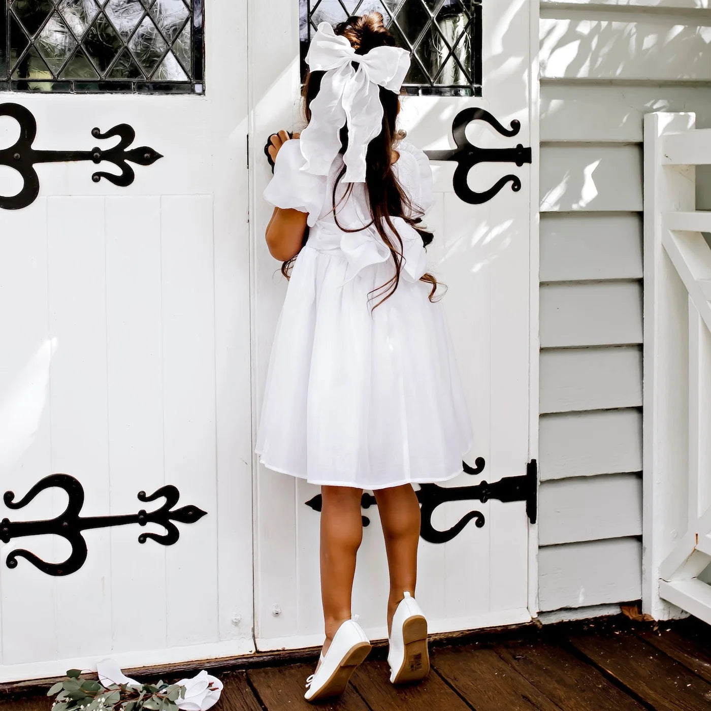 Designer Kidz | Noa Puff Sleeve Bow Back Dress - Ivory