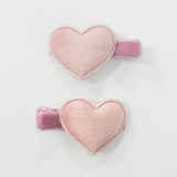 Pink Velvet Heart Clips