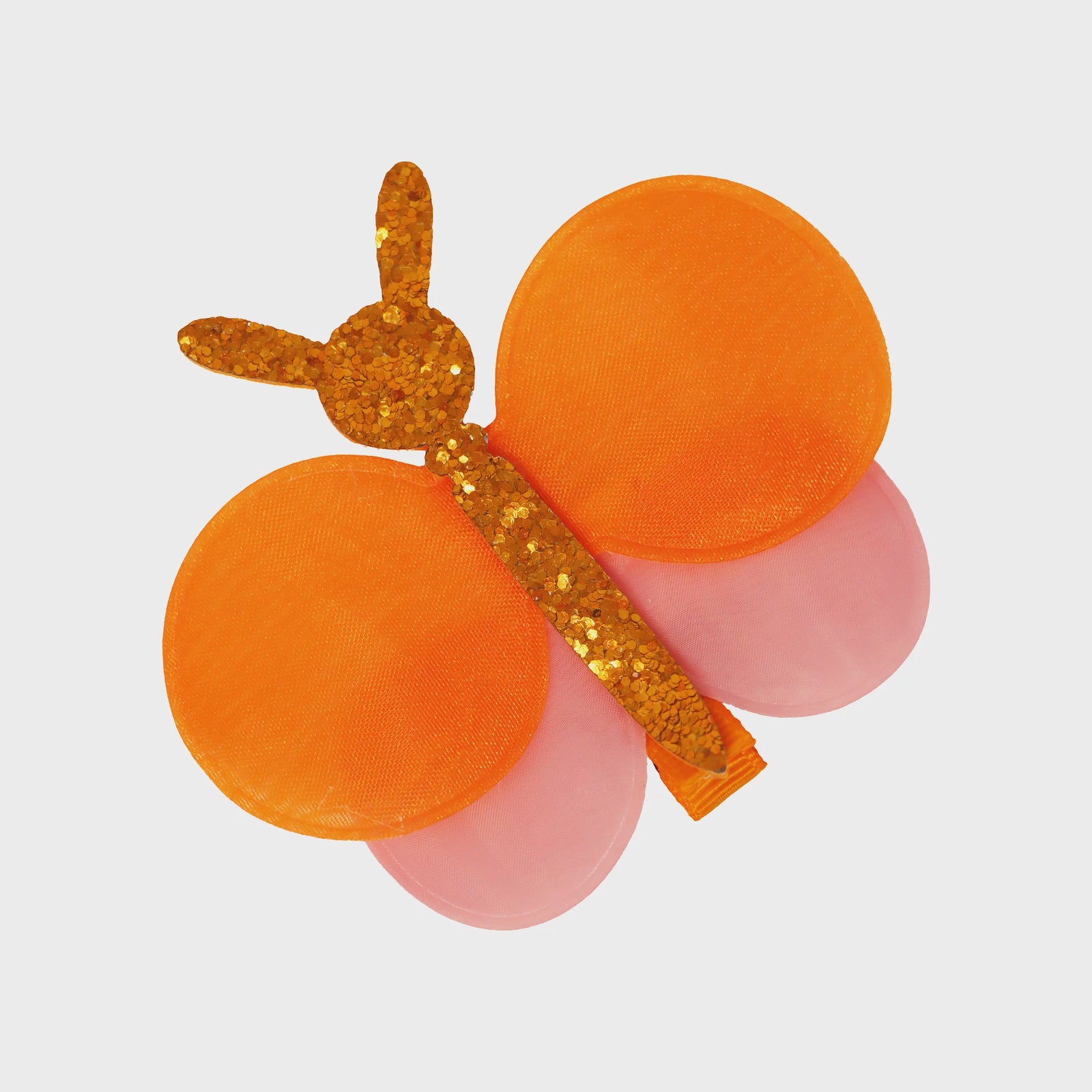 Pink and Orange and Gold glitter butterfly hair clip emma memma
