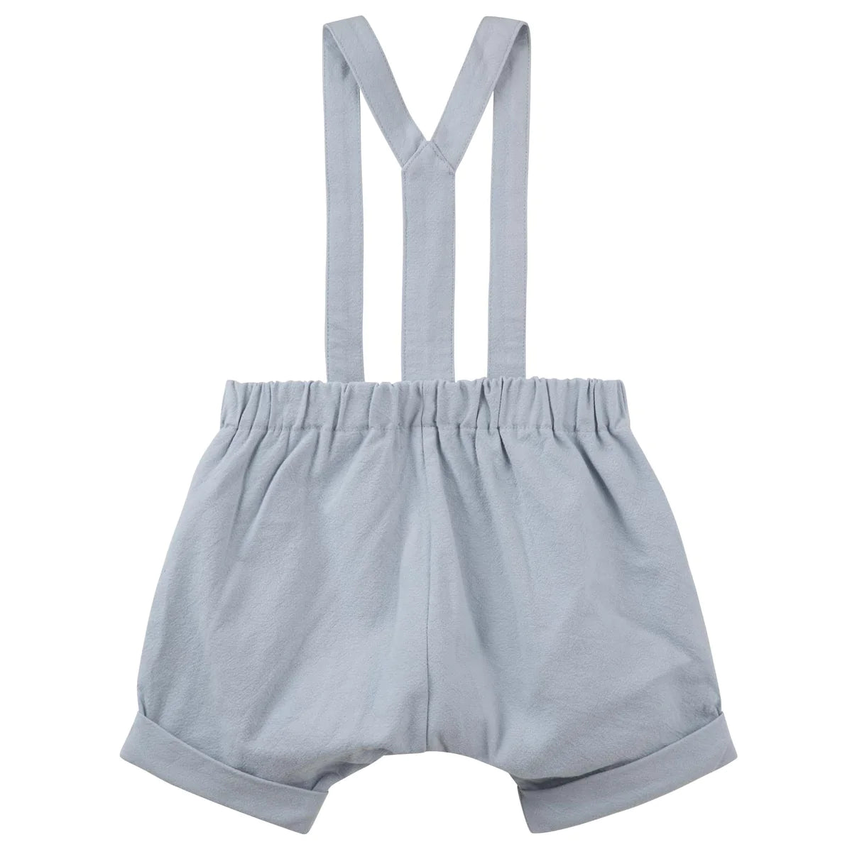 Designer Kidz | Finley Linen Suspender Shorts - Ice Blue