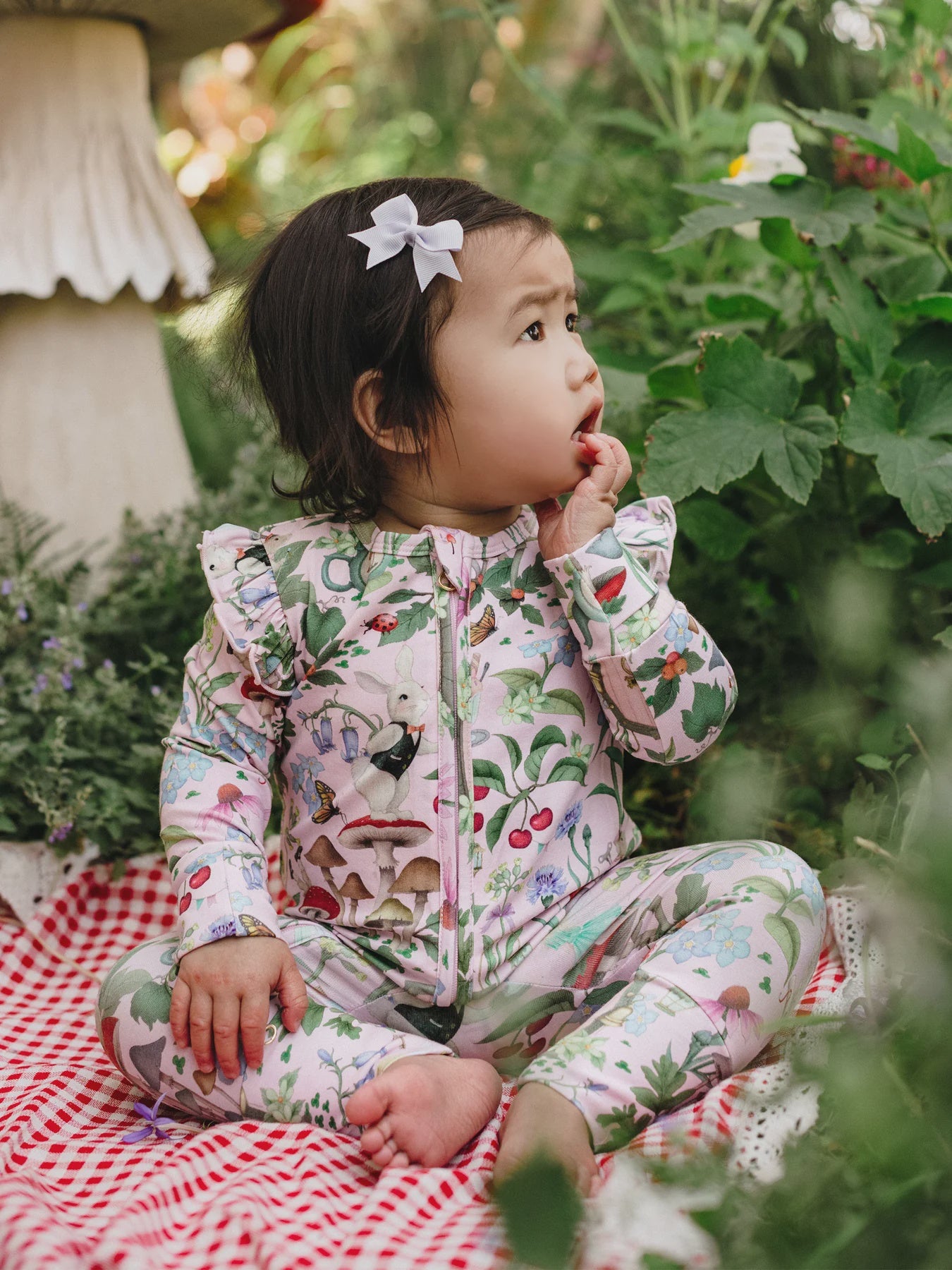 'Enchanted Flowers Party' Precious Frill Coverall - Sugar Pink