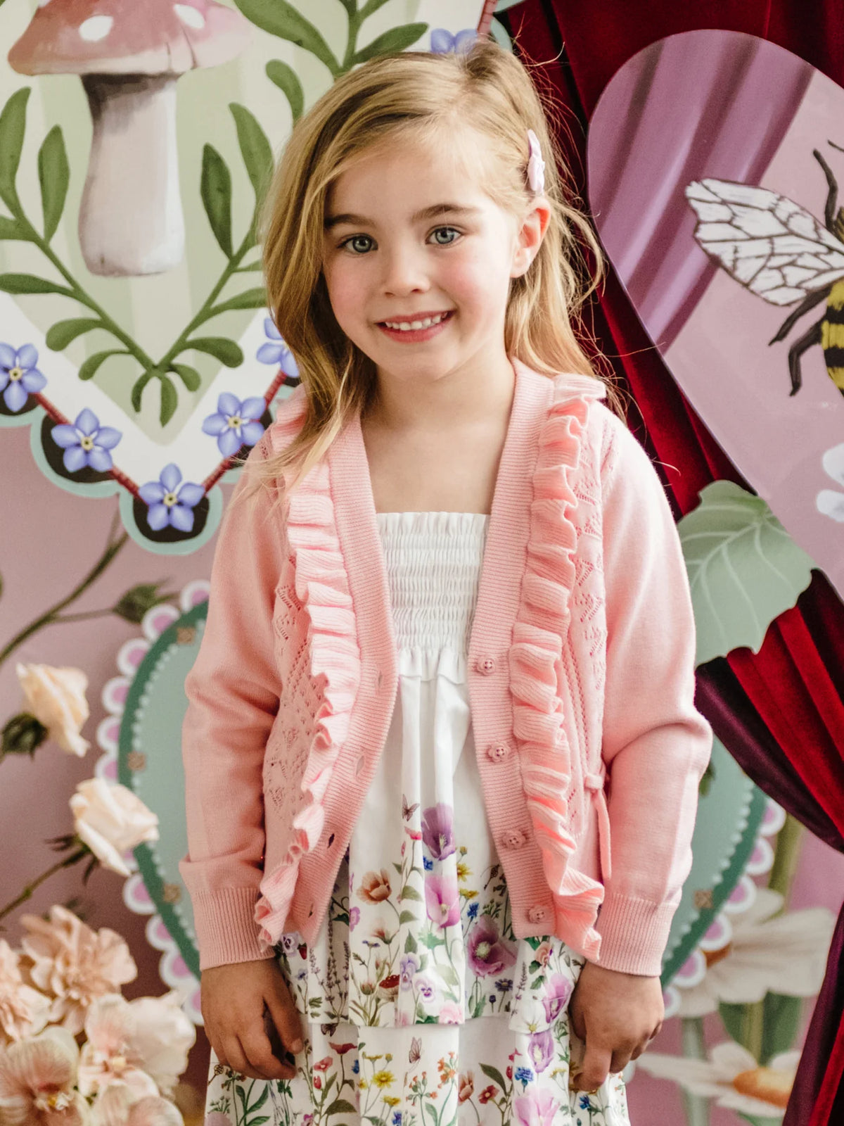 Bow Cardigan - Light Strawberry