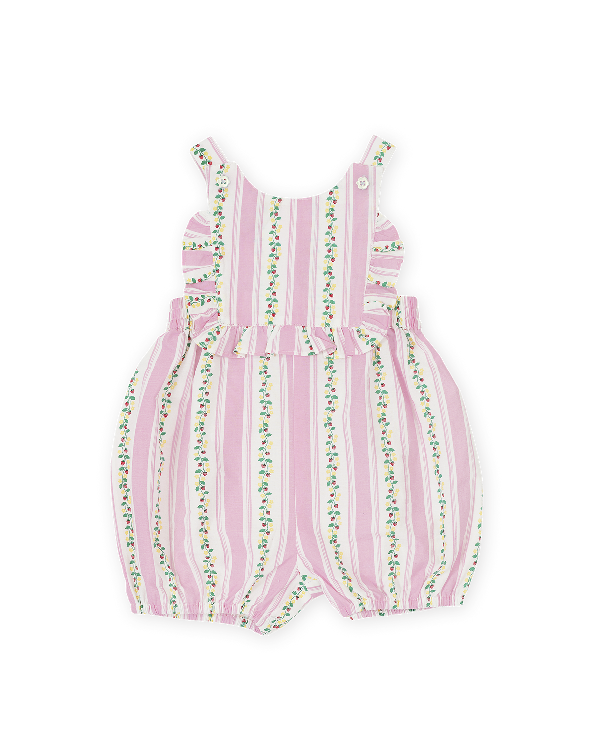 ANTIQUE STRIPE STRAWBERRY BUBBLE ROMPER