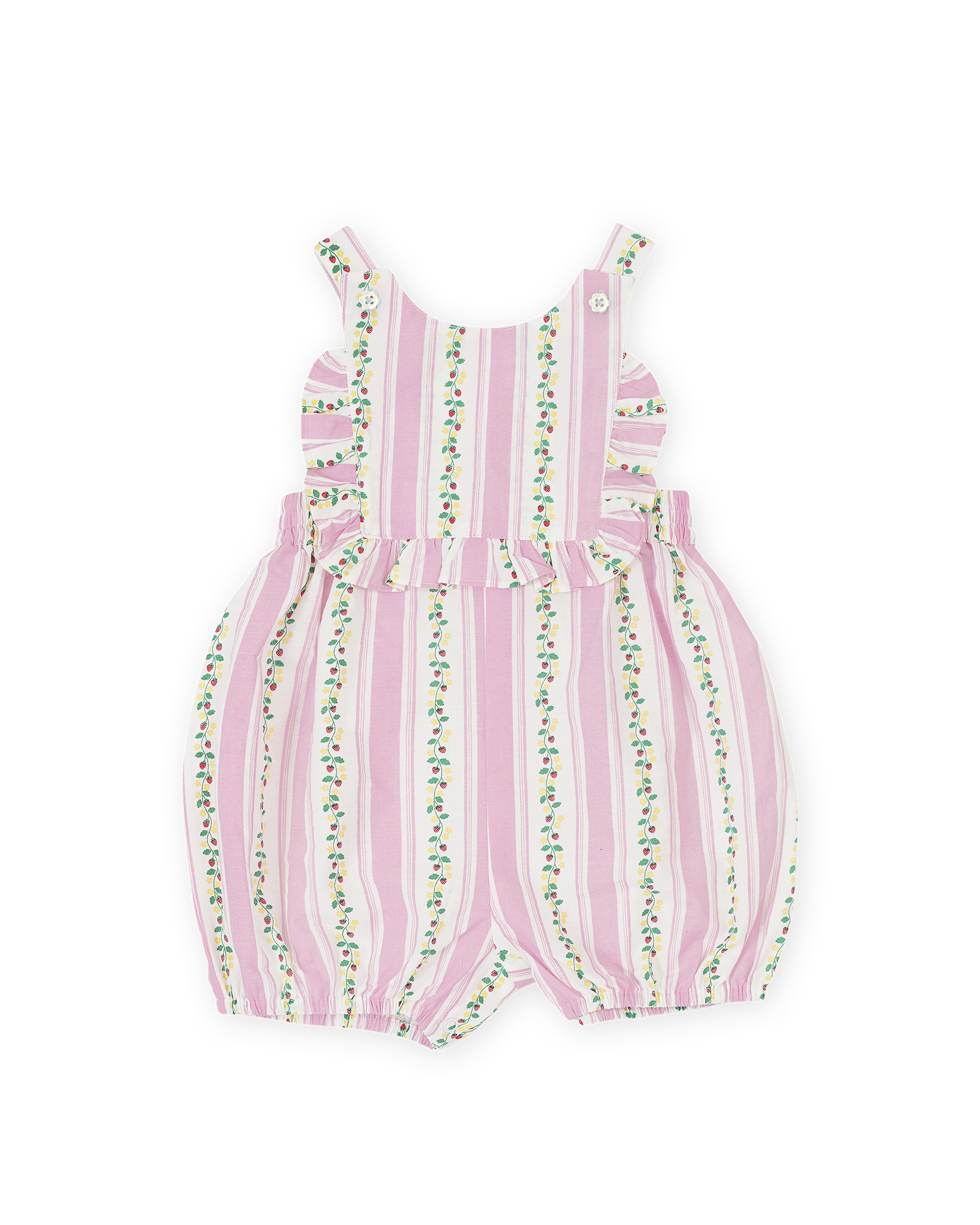 ANTIQUE STRIPE STRAWBERRY BUBBLE ROMPER
