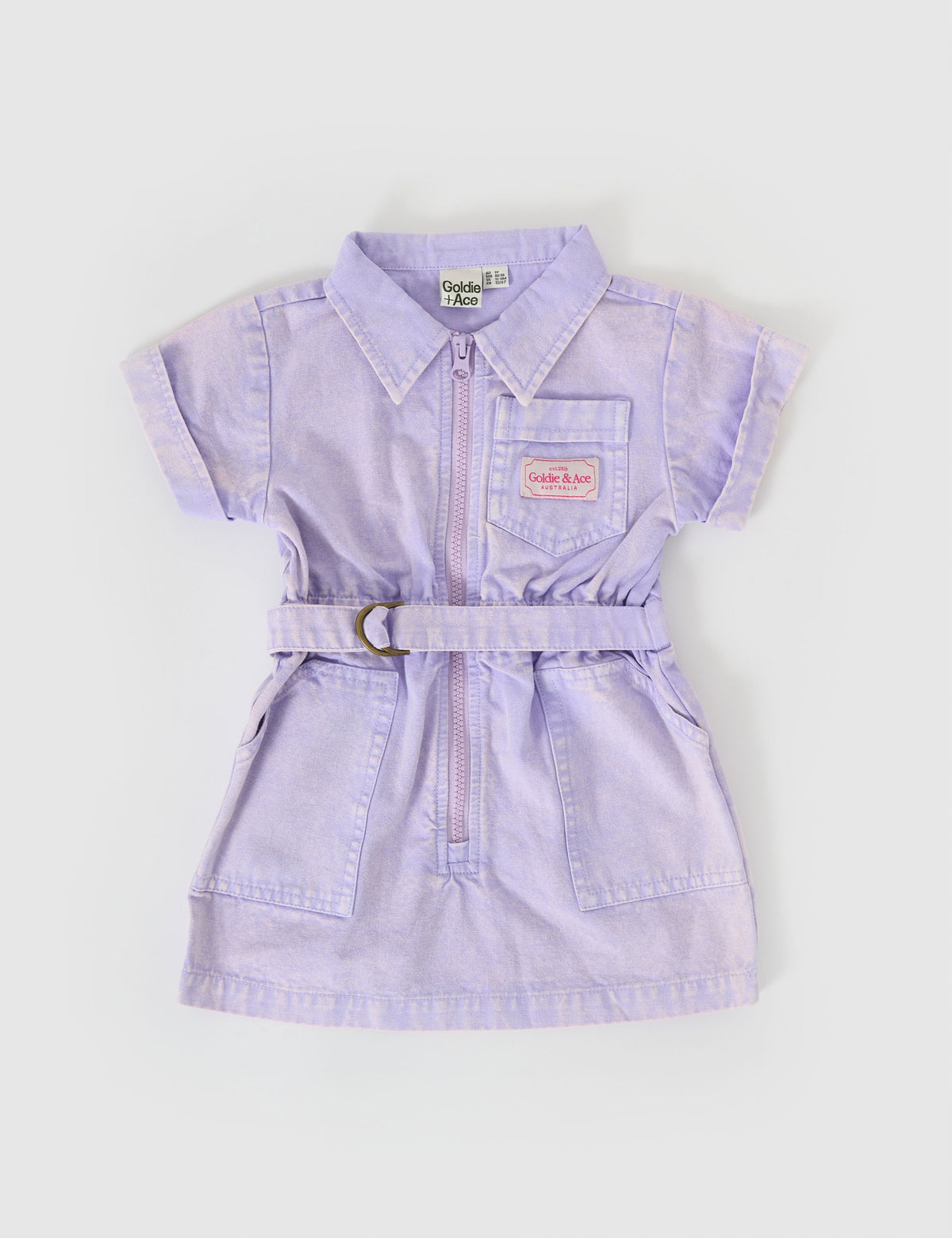 PIPER DENIM BELTED DRESS - MAUVE