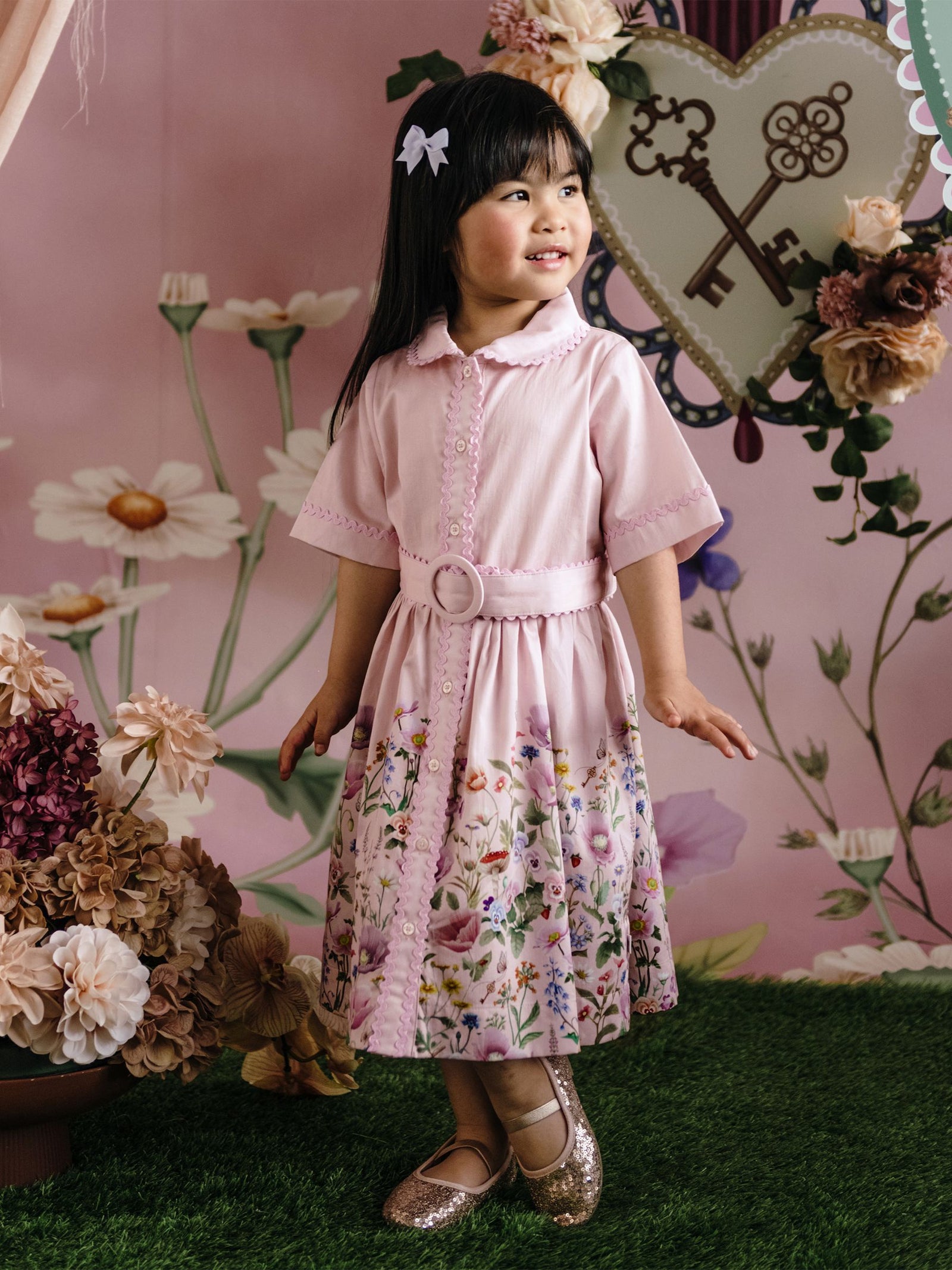 Garland Shirt Dress - Pink