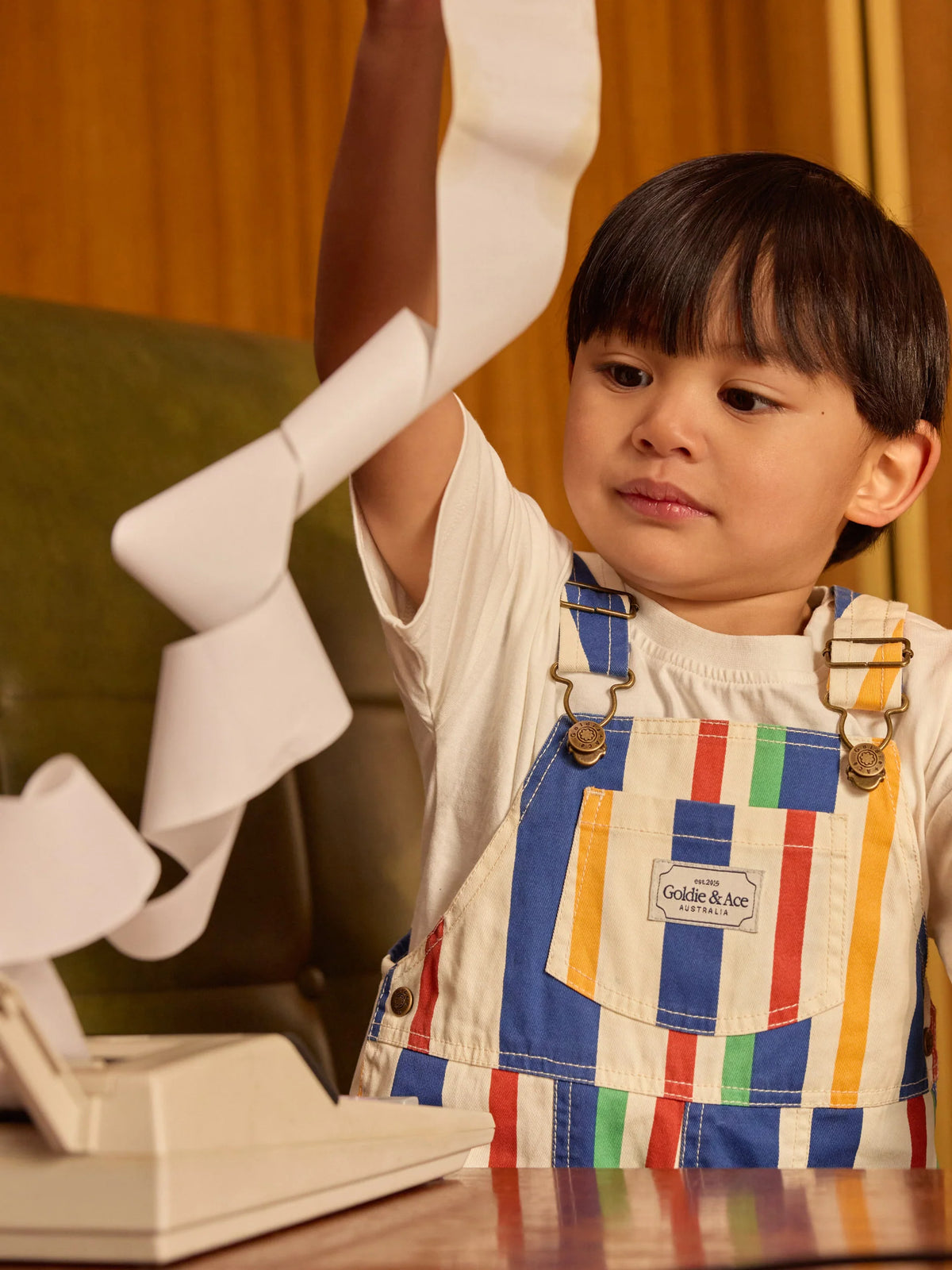 90&#39;S BOLD STRIPE JAMES DENIM POCKET OVERALLS