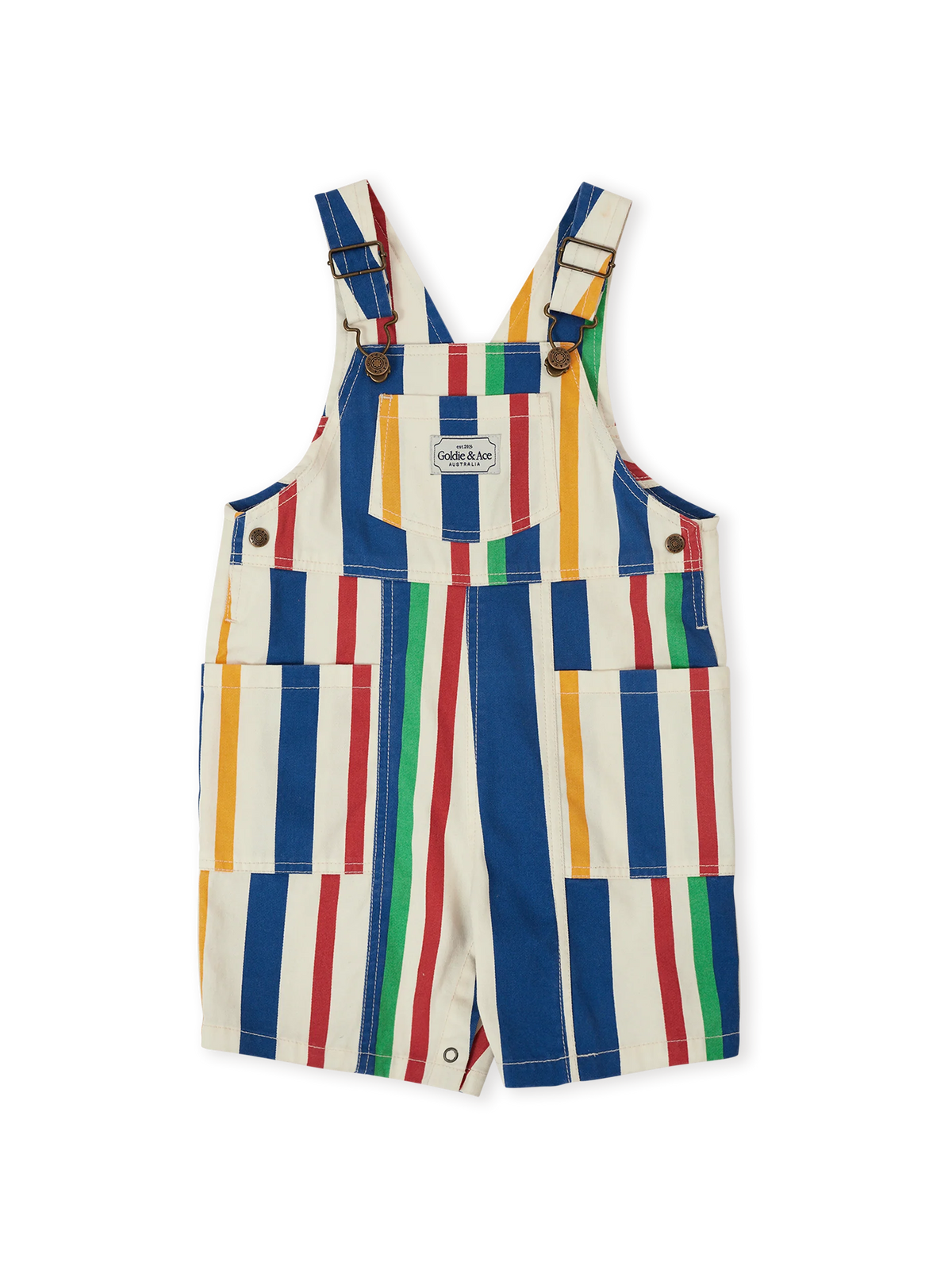 90&#39;S BOLD STRIPE JAMES DENIM POCKET OVERALLS