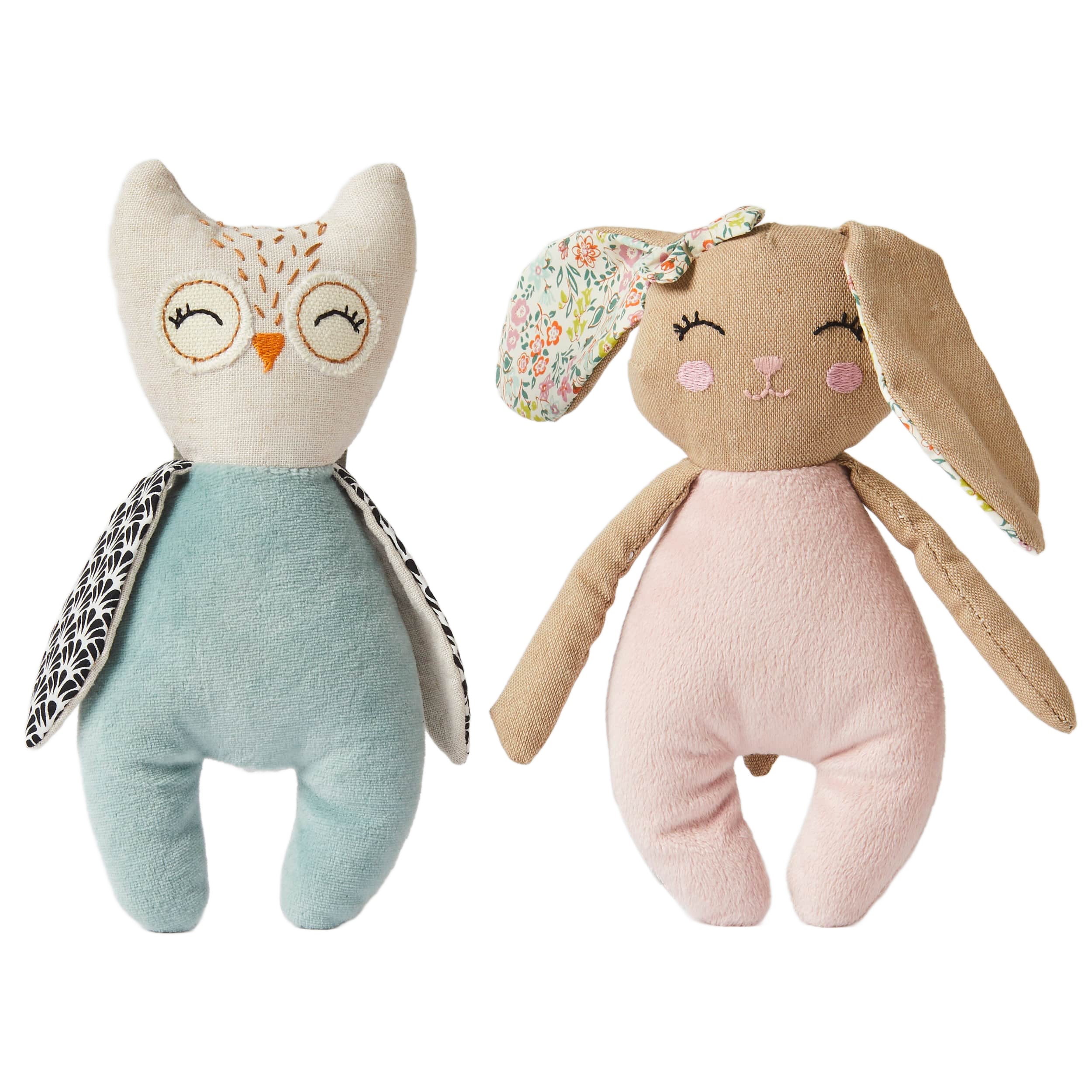 Jiggle & Giggle | Bunny & Owl Rattles 2 Asst Designs