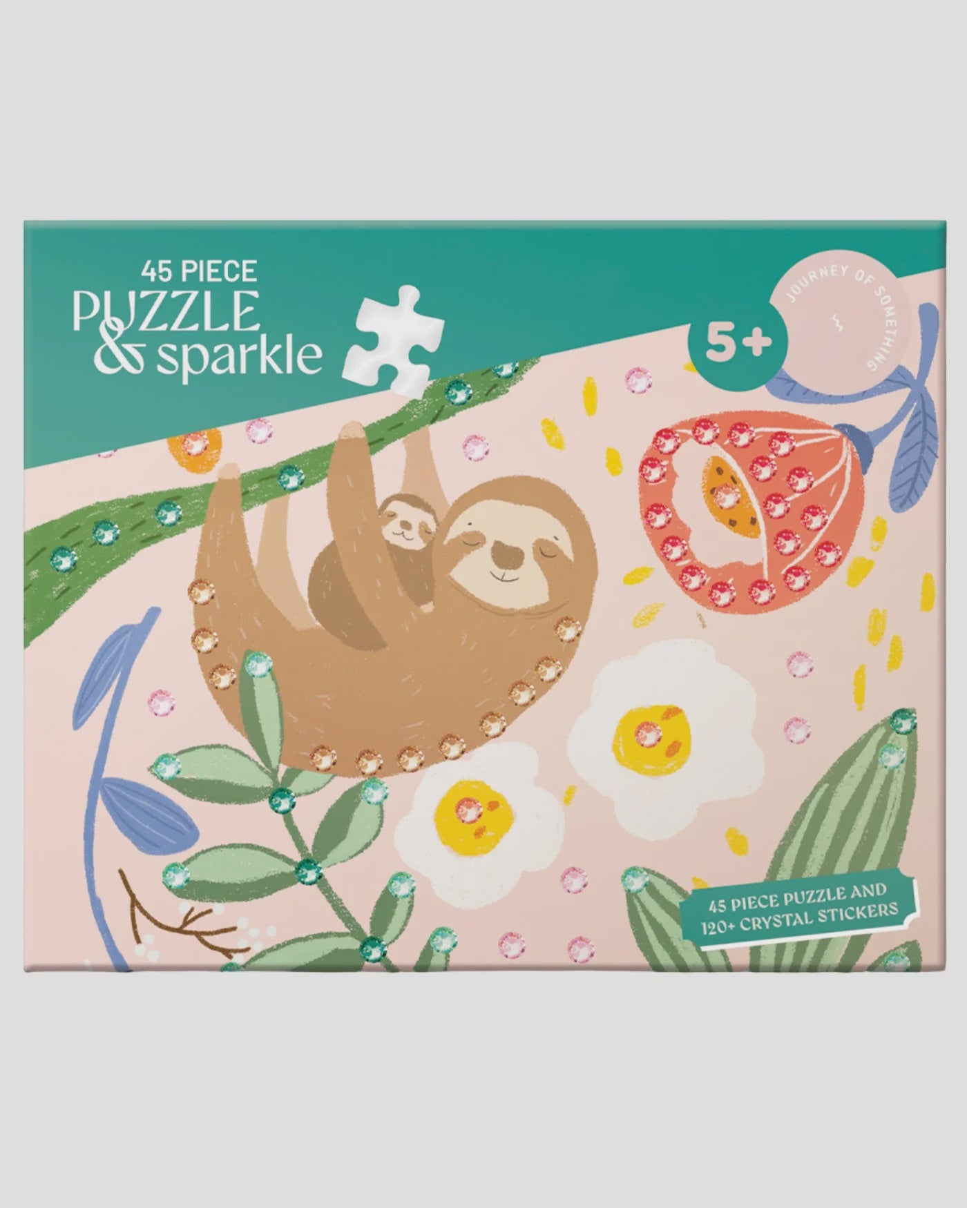 45 Piece Kids Puzzle with Gems - Sloth