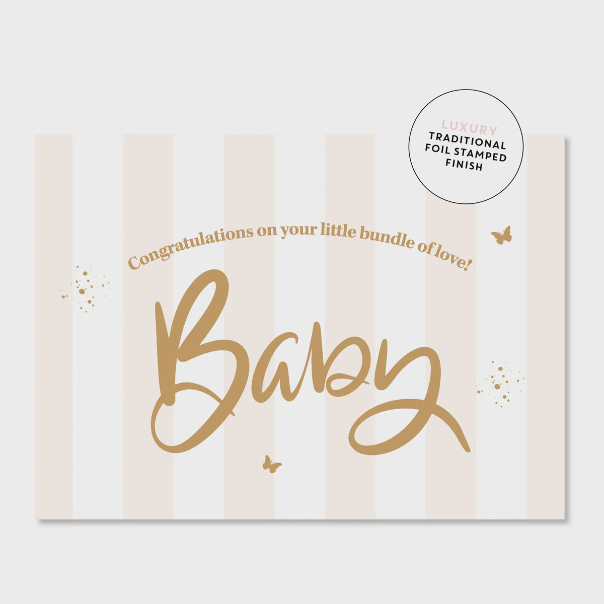 Greeting Card - Stripey Baby - Biscuit