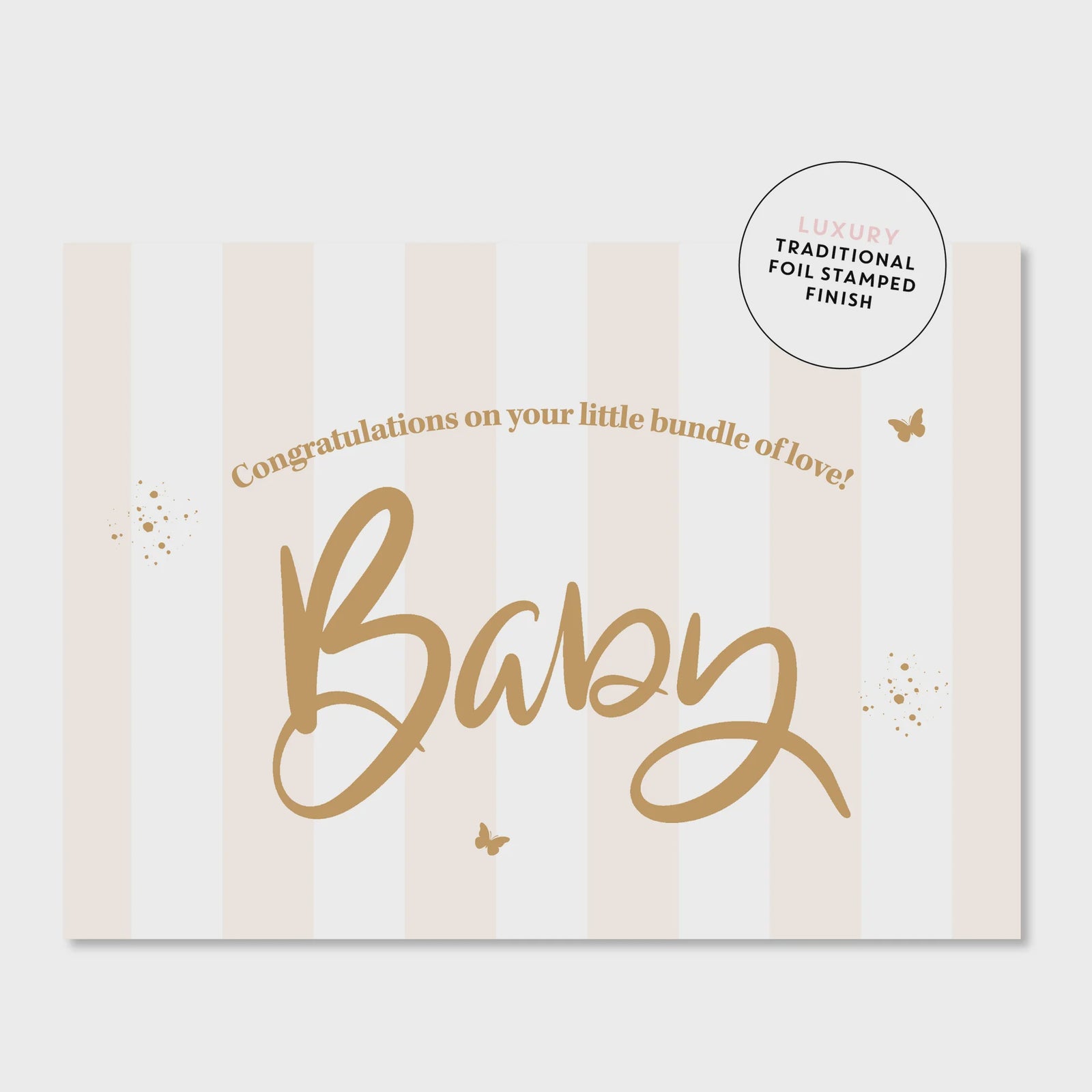 Greeting Card - Stripey Baby - Biscuit