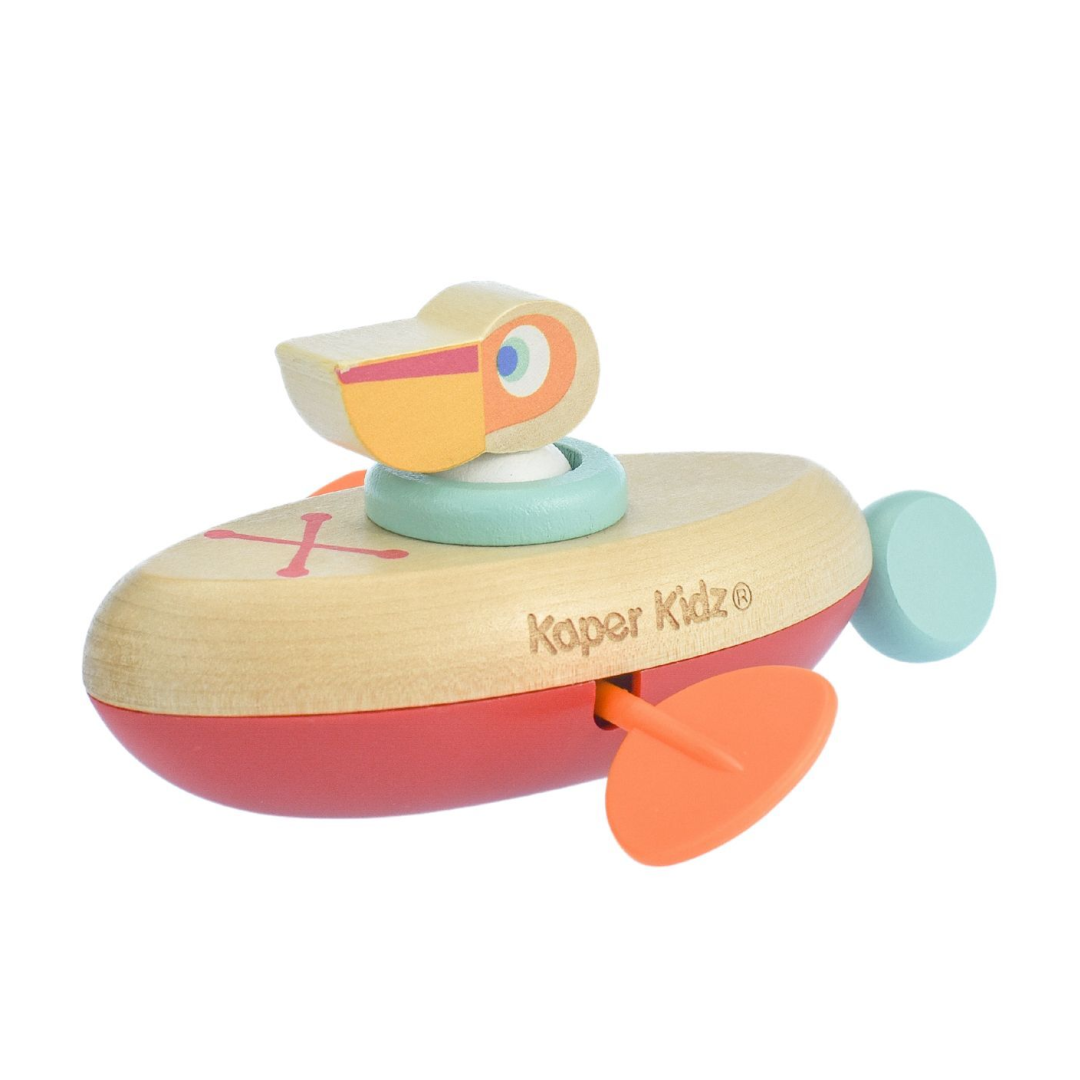 ANIMAL CANOE PULL STRING WATER BATH TOY - Pelican