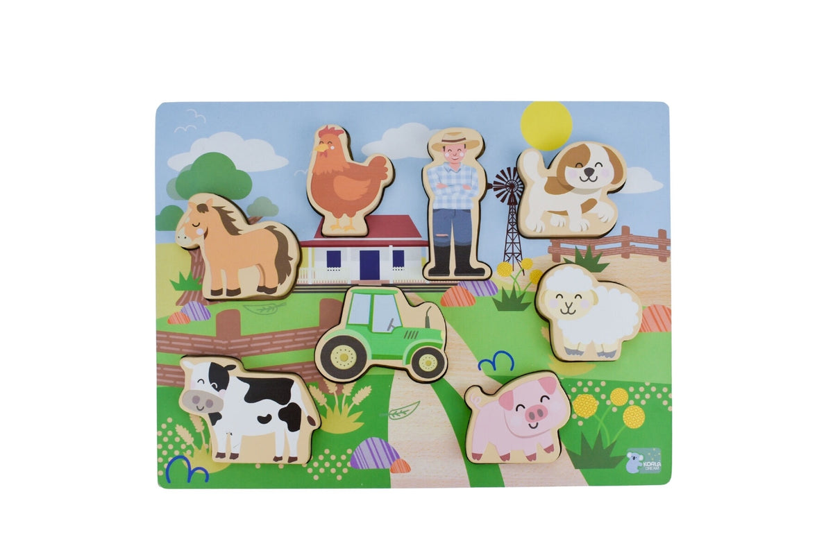 WOODEN CHUNKY AUSSIE FARM ANIMAL PUZZLE