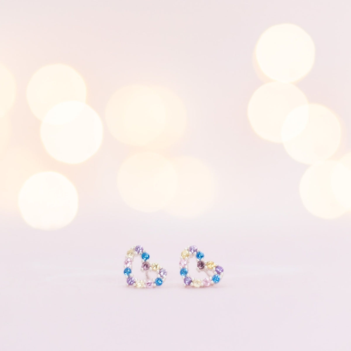 Rainbow Connection Heart Earrings - Sterling Silver - in Pink Shell box