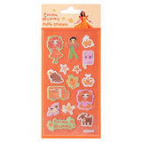 A pack of Emma Memma puffy stickers featuring various characters and icons from the series, displayed on a hang-sell backing card.