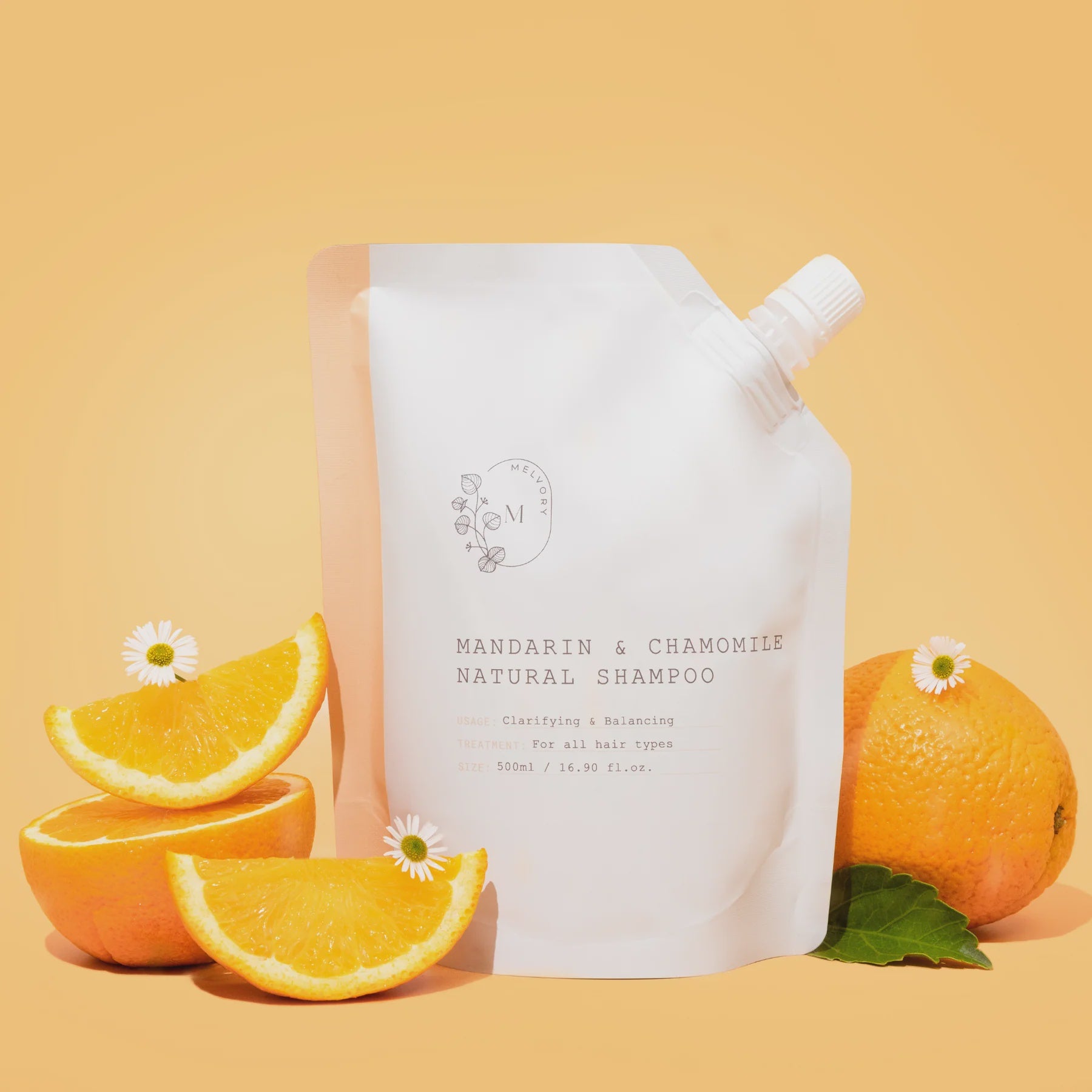 Melvory | Mandarin & Chamomile Natural Shampoo - 500mL Refill Pouch