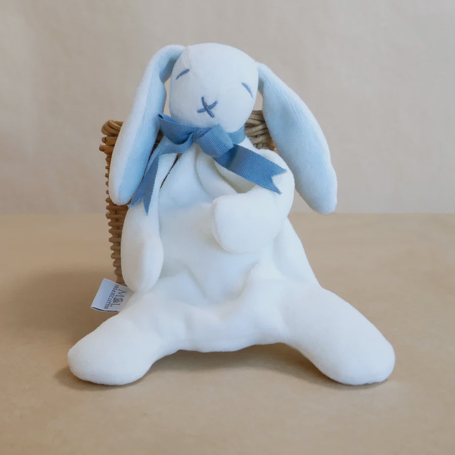 Mini Organic Cotton Bunny Comforter Toy - Blue