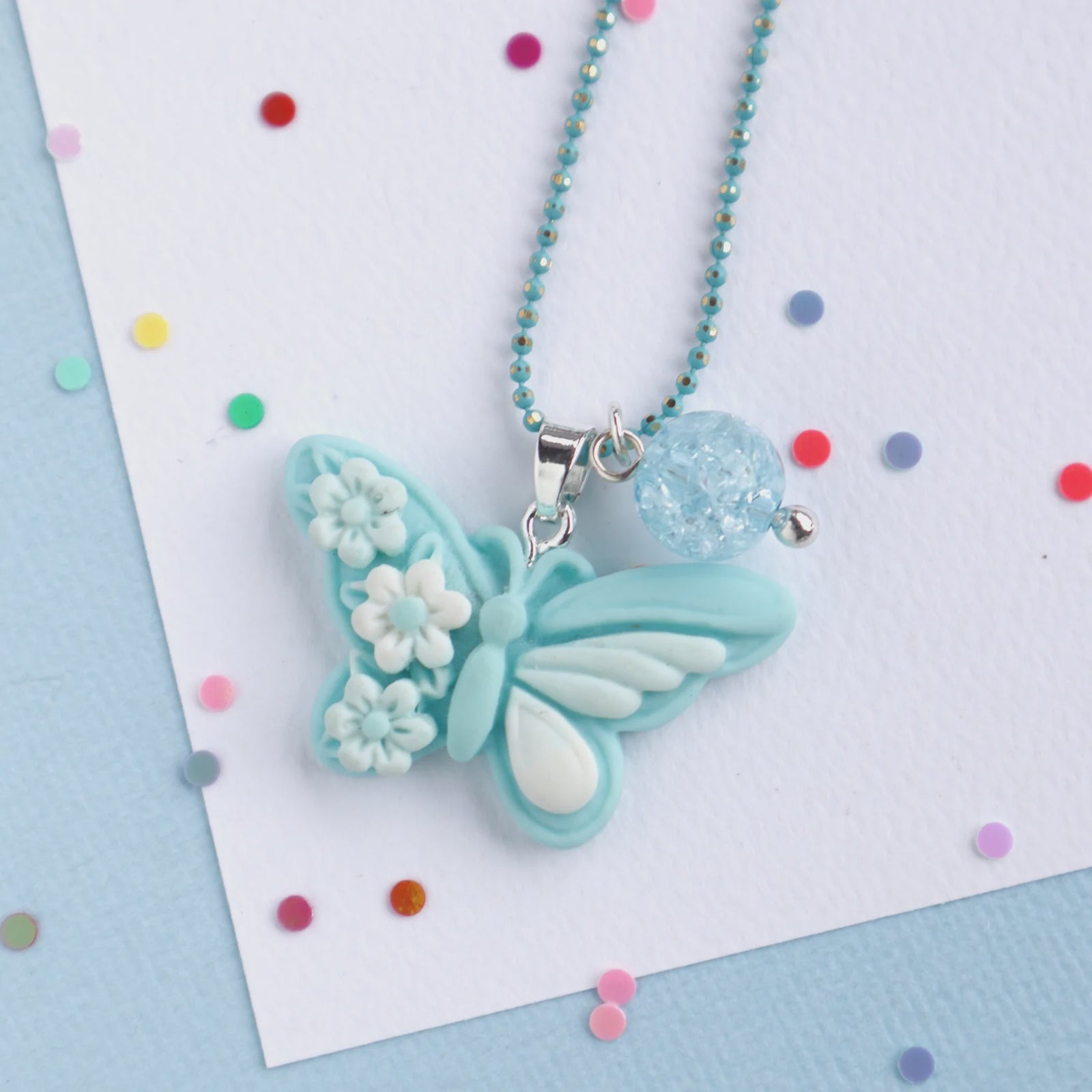 Mint Blue Butterfly Necklace