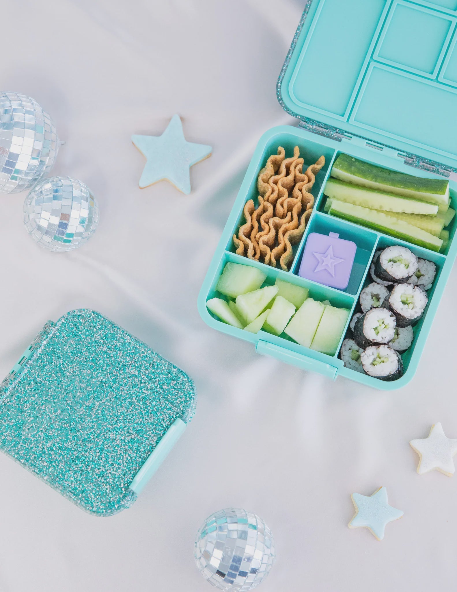 Bento Five Lunch Box - Turquoise Glitter