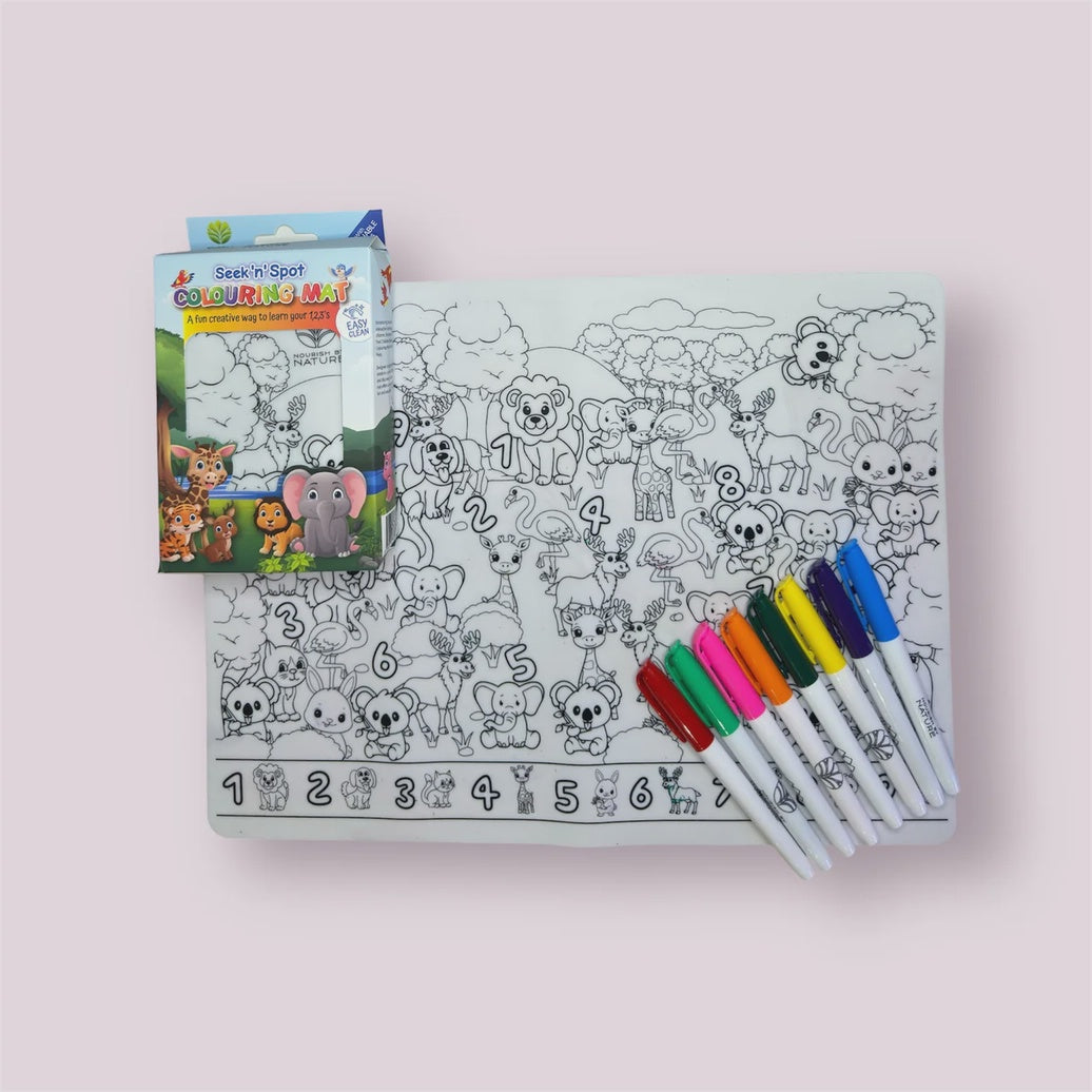 Seek N Spot Silicone Colouring Mat Animal Theme