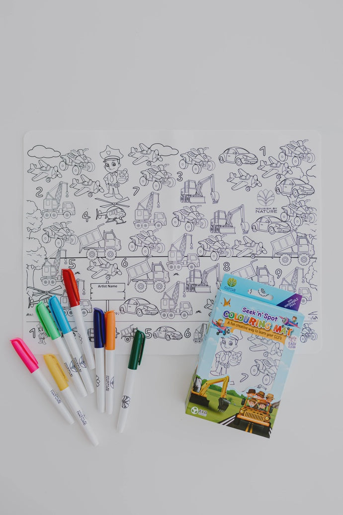 Seek N Spot Silicone Colouring Mat Cars and Trucks