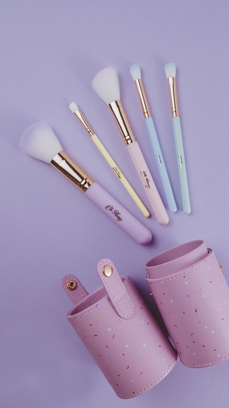 Oh Flossy | 5 Piece Rainbow Makeup Brush Set