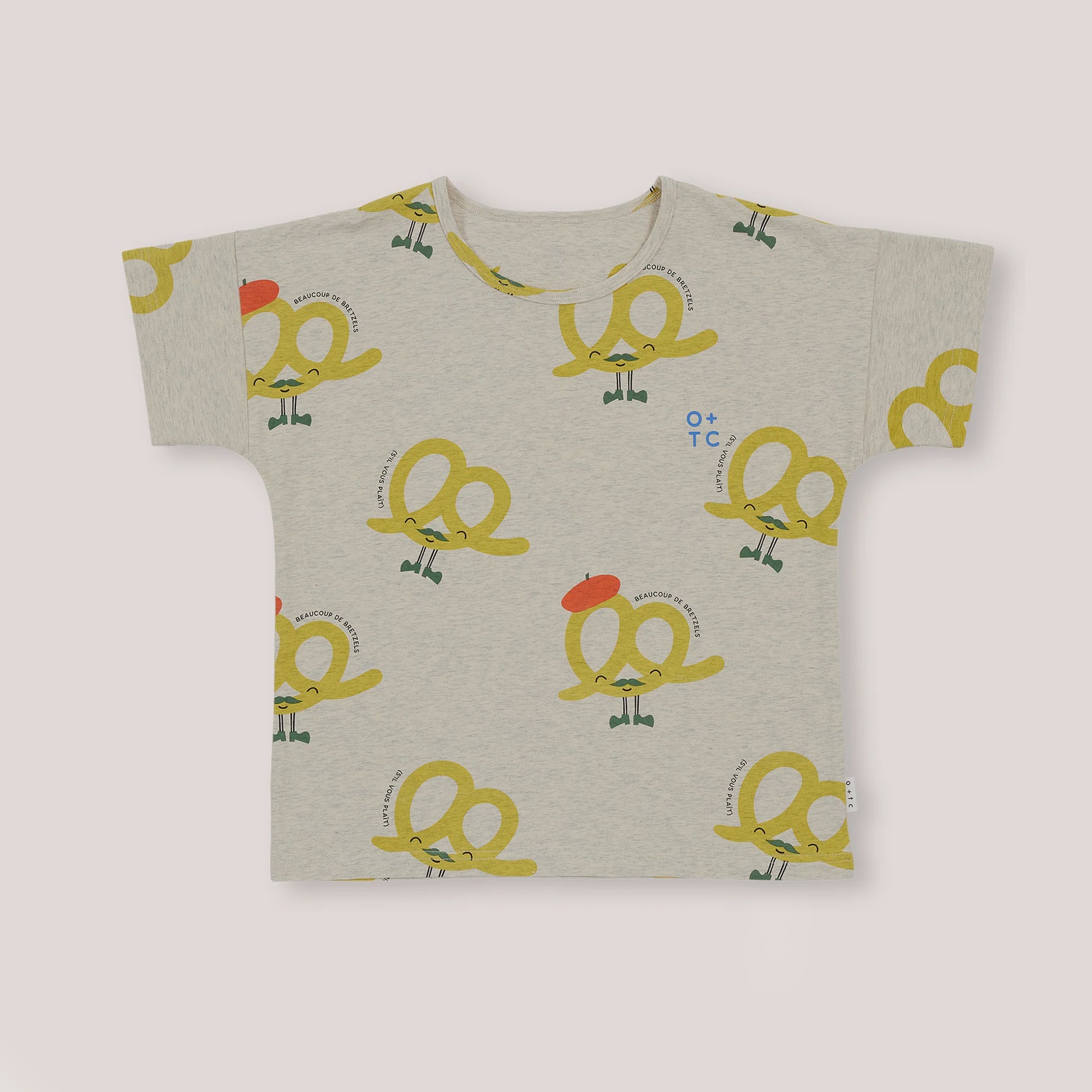 Monsieur Pretzel Relaxed Fit Tee - Marle w Big Pretzel